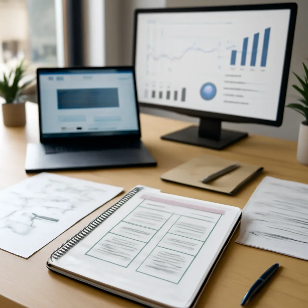 Web Design in Maine planning materials and performance review workspace