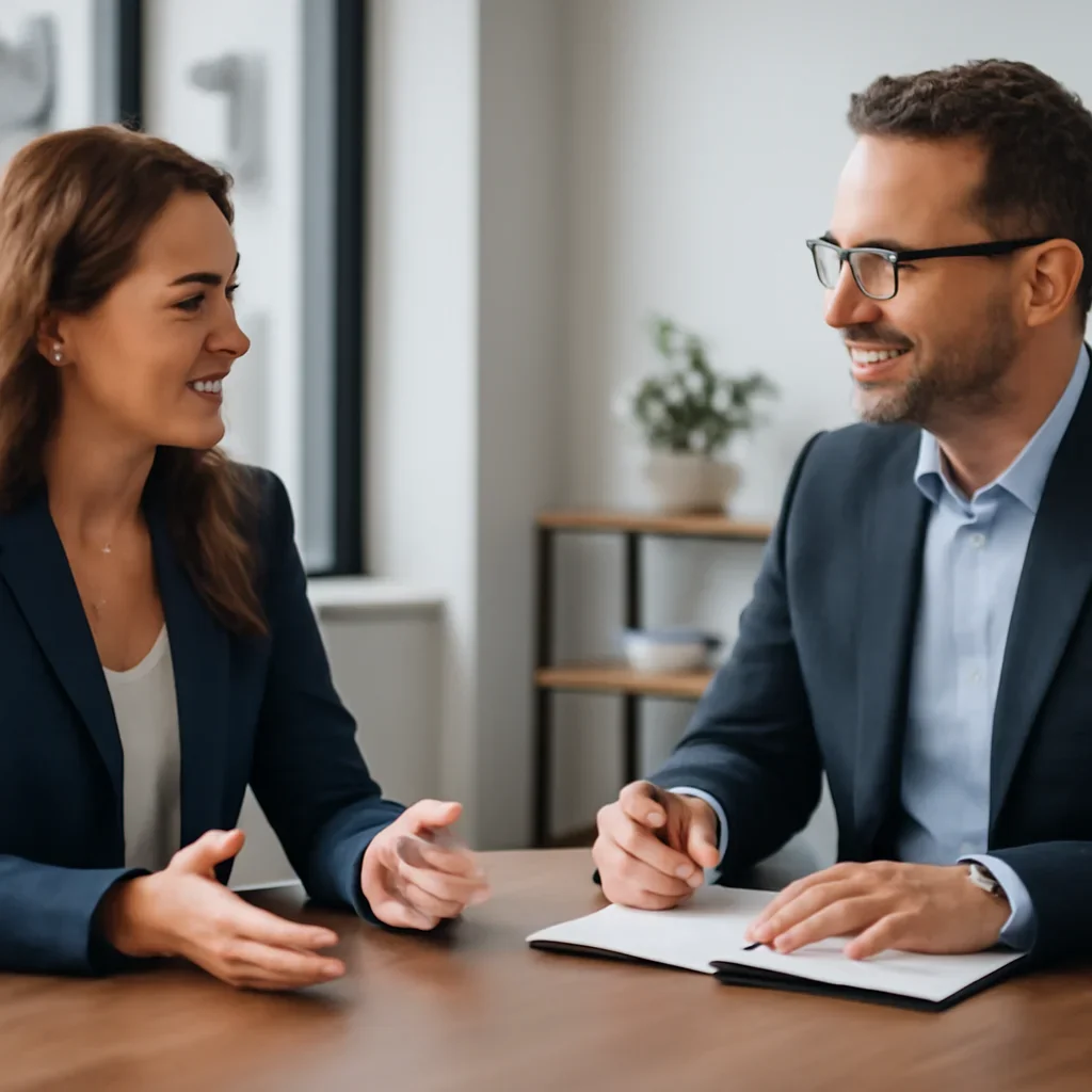 Business owner discussing Branding in Maryland growth goals with a consultant