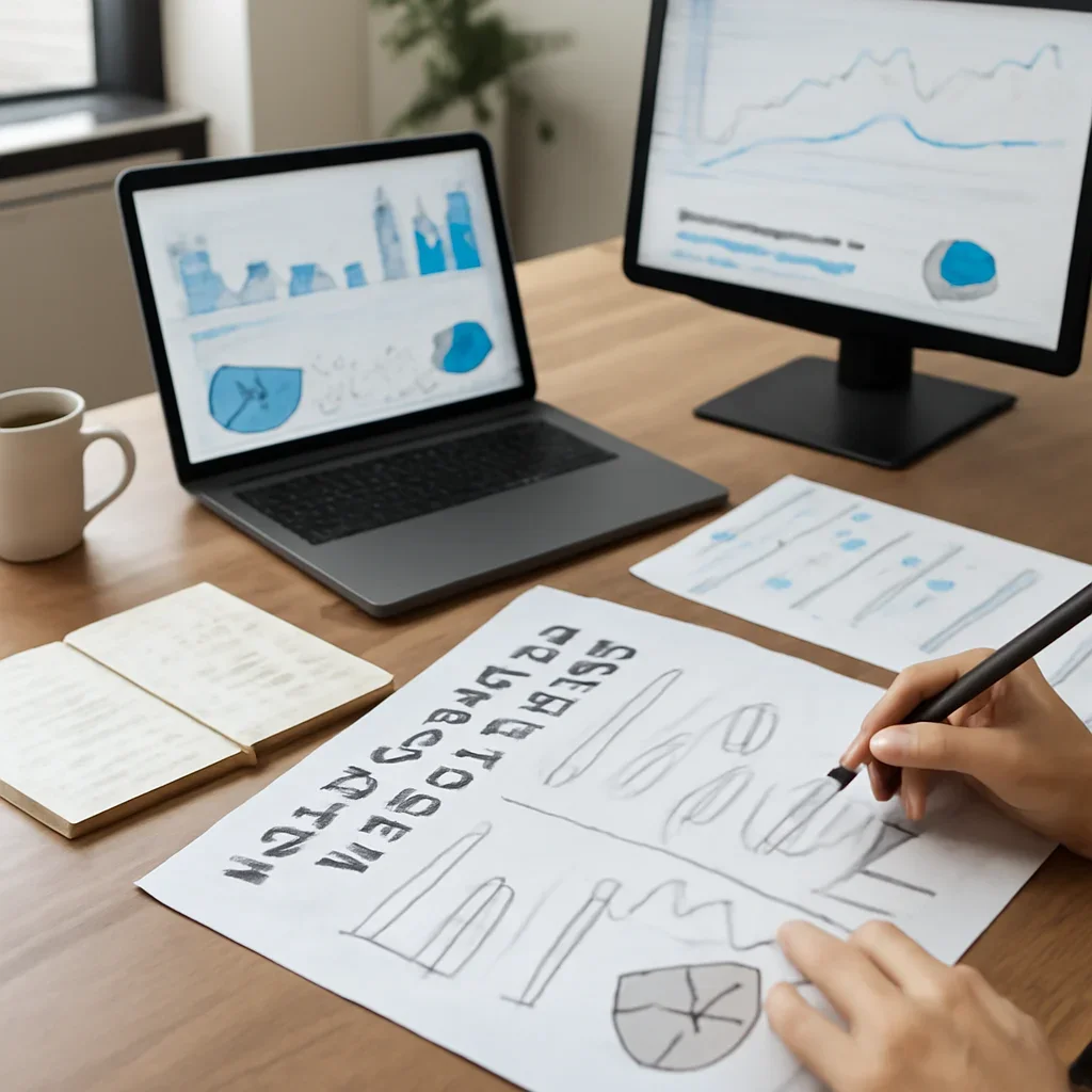 Digital Marketing in Maryland planning materials and performance review workspace
