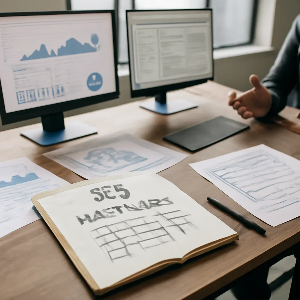 SEO in Maryland planning materials and performance review workspace