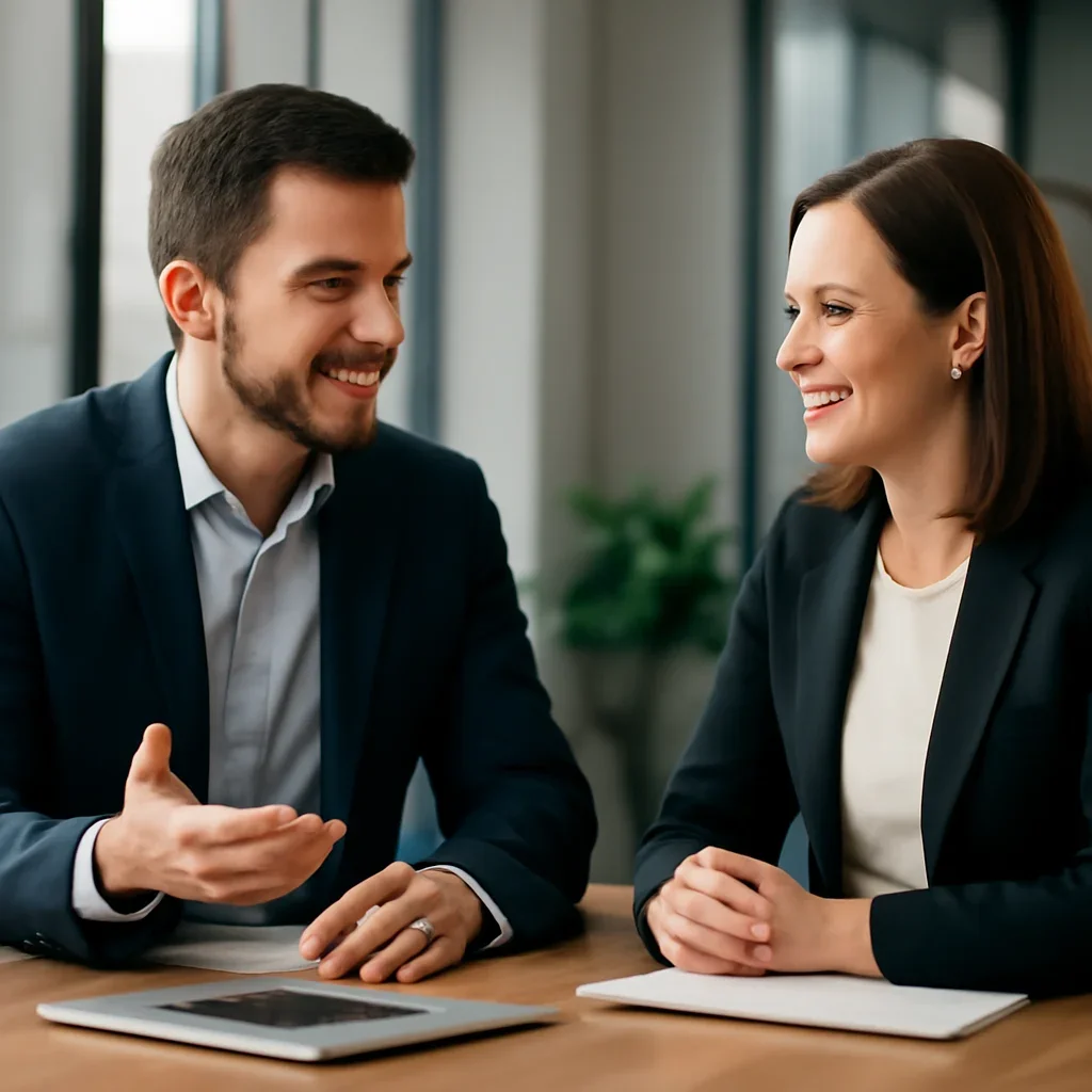 Business owner discussing Web Design in Maryland growth goals with a consultant