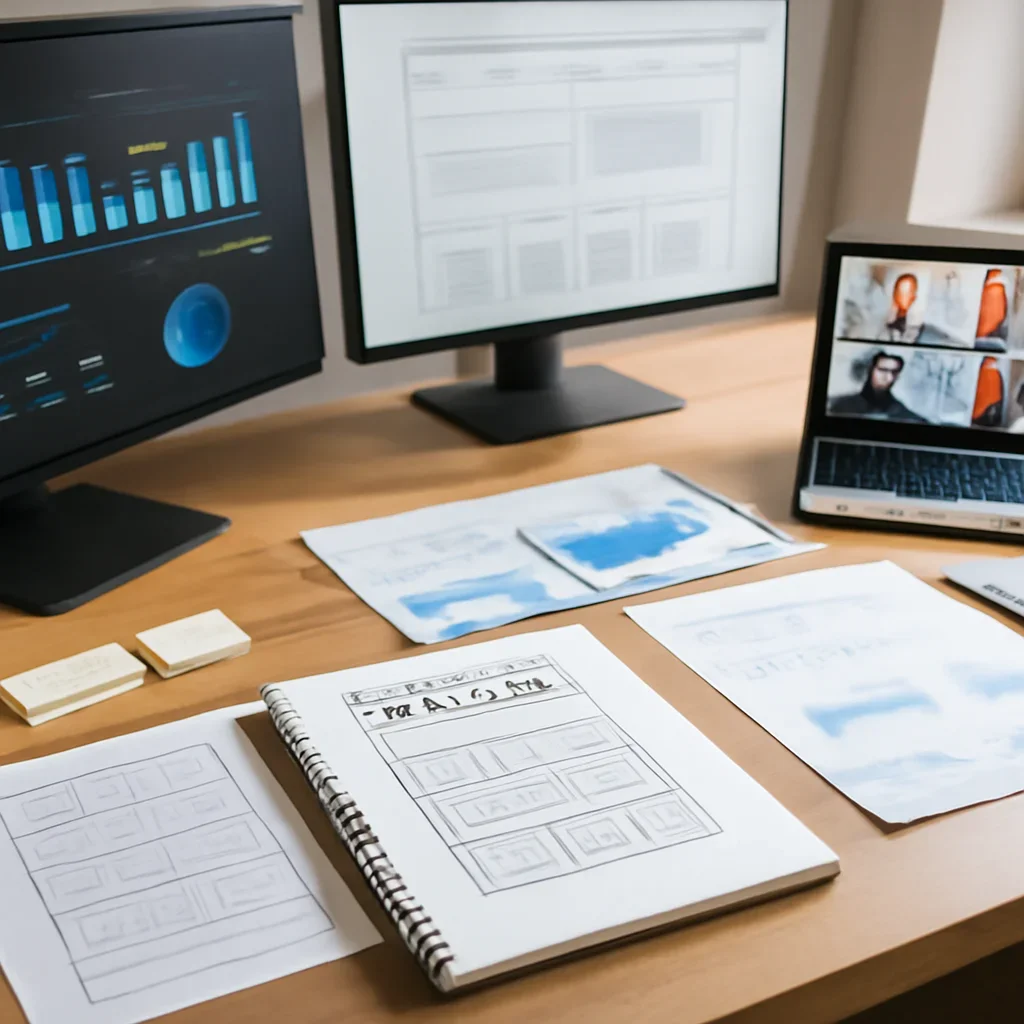 Web Design in Maryland planning materials and performance review workspace