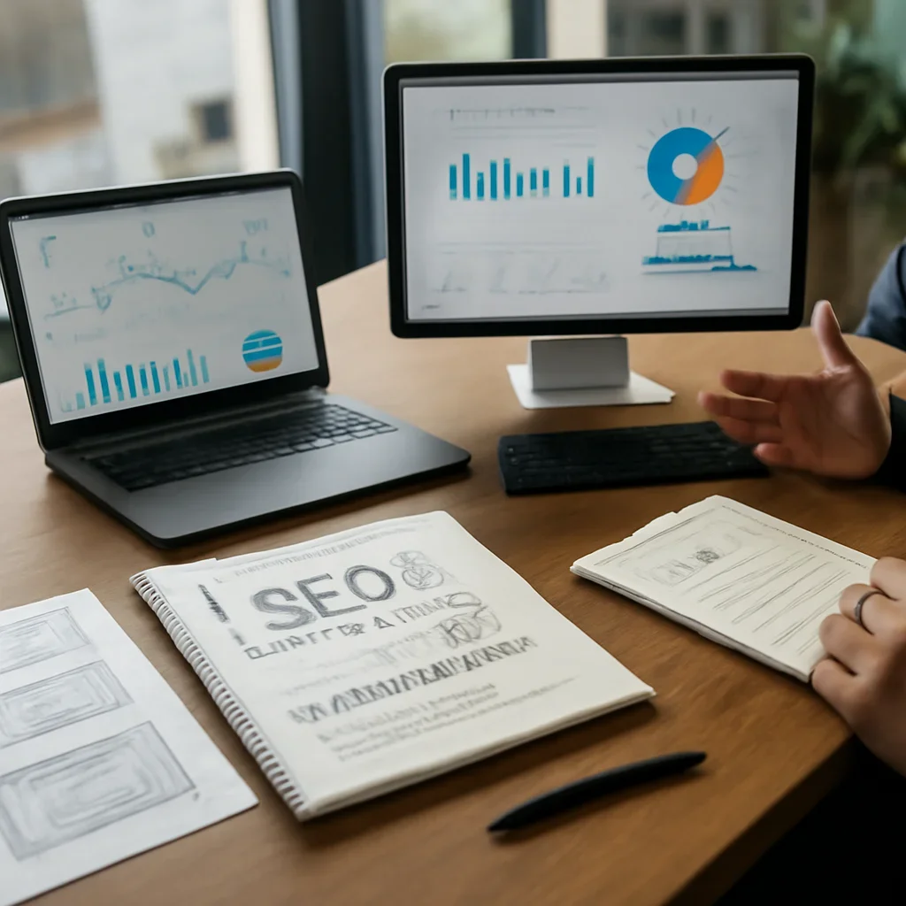 SEO in Massachusetts planning materials and performance review workspace