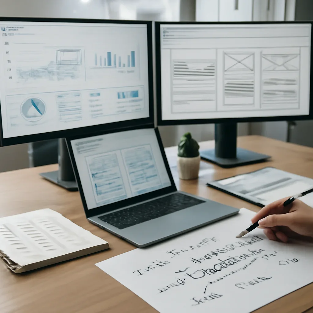 Web Design in Miami, FL planning materials and performance review workspace