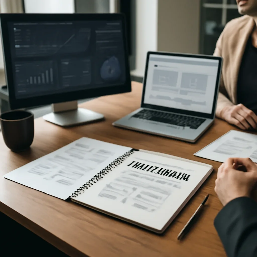 Branding in Milwaukee, WI planning materials and performance review workspace