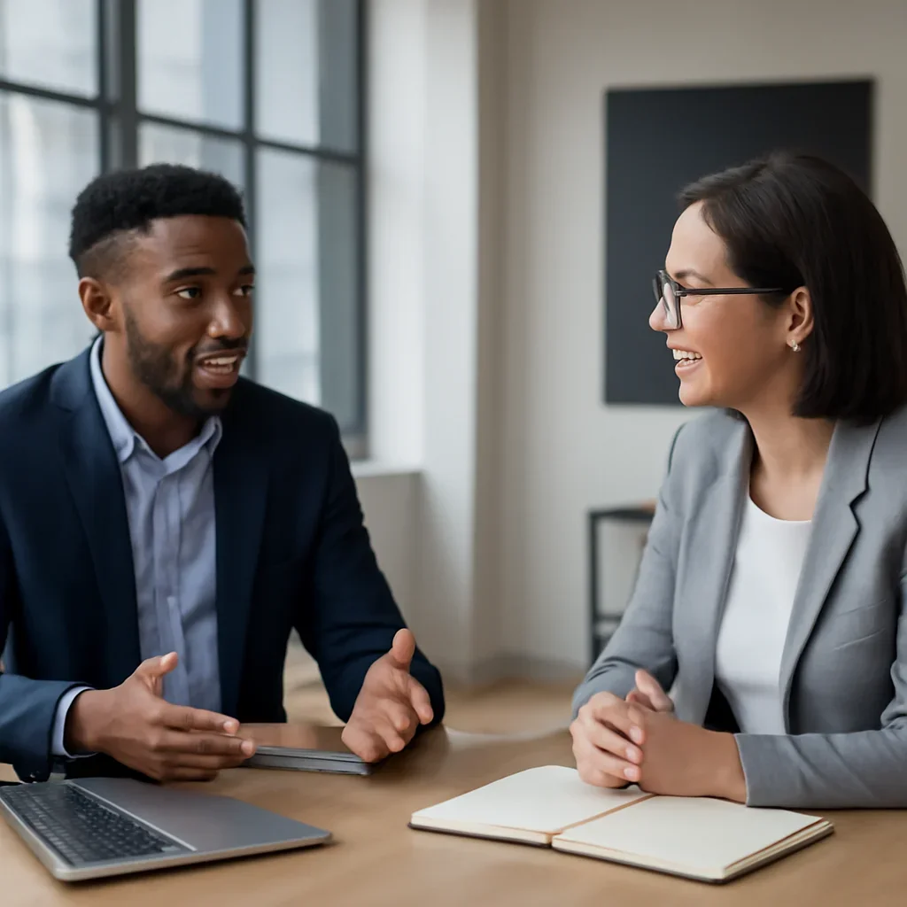 Business owner discussing Web Design in Milwaukee, WI growth goals with a consultant