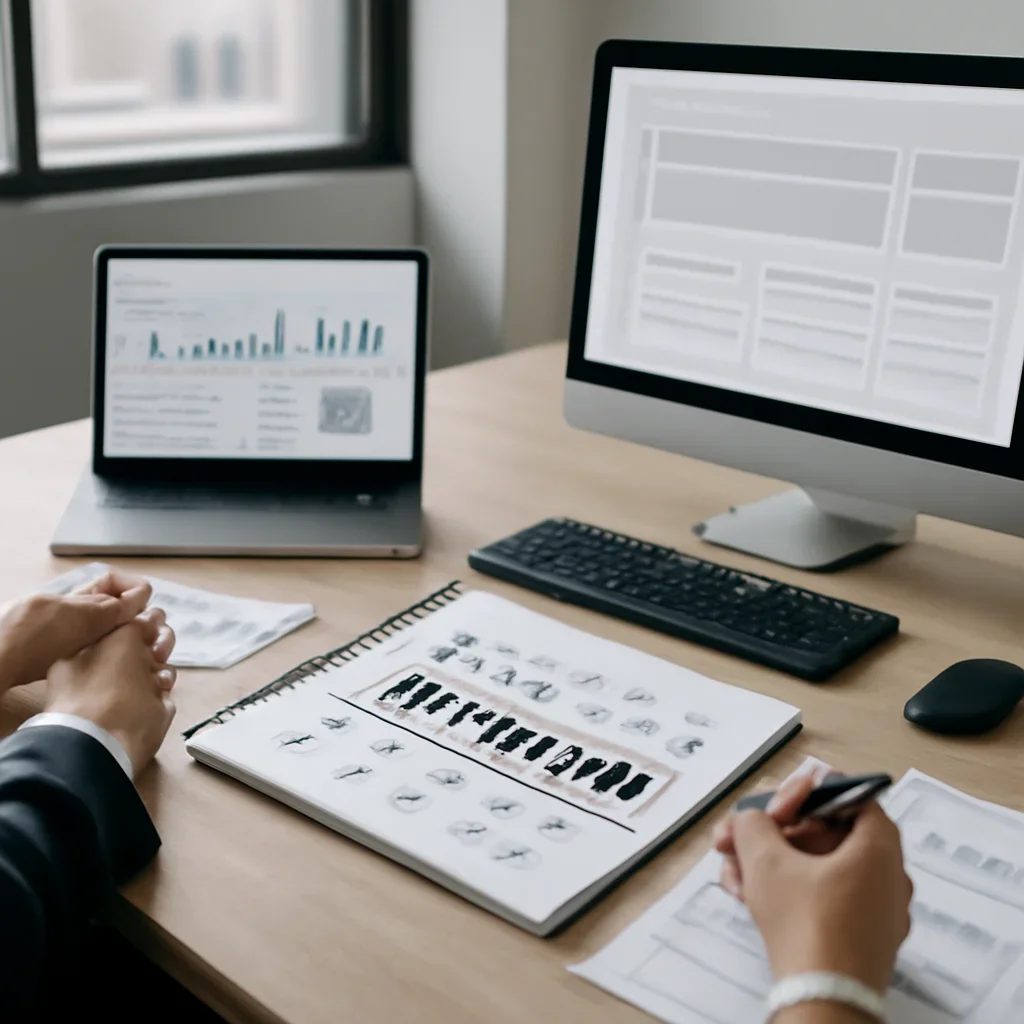 Branding in Minneapolis, MN planning materials and performance review workspace