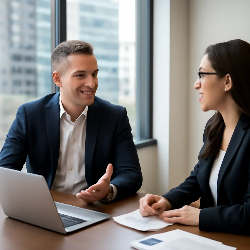 Business owner discussing Digital Marketing in Minneapolis, MN growth goals with a consultant
