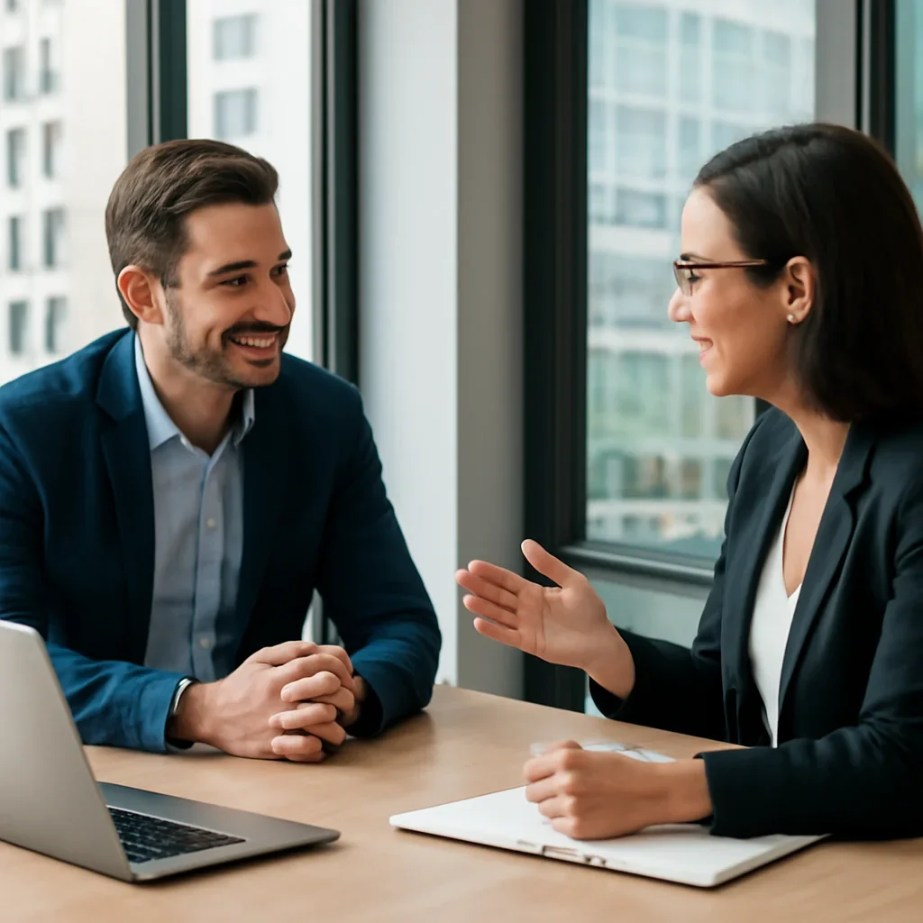Business owner discussing Web Design in Minneapolis, MN growth goals with a consultant