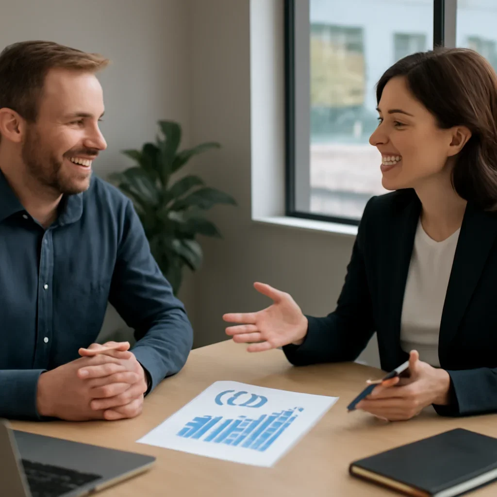 Business owner discussing SEO in Minnesota growth goals with a consultant