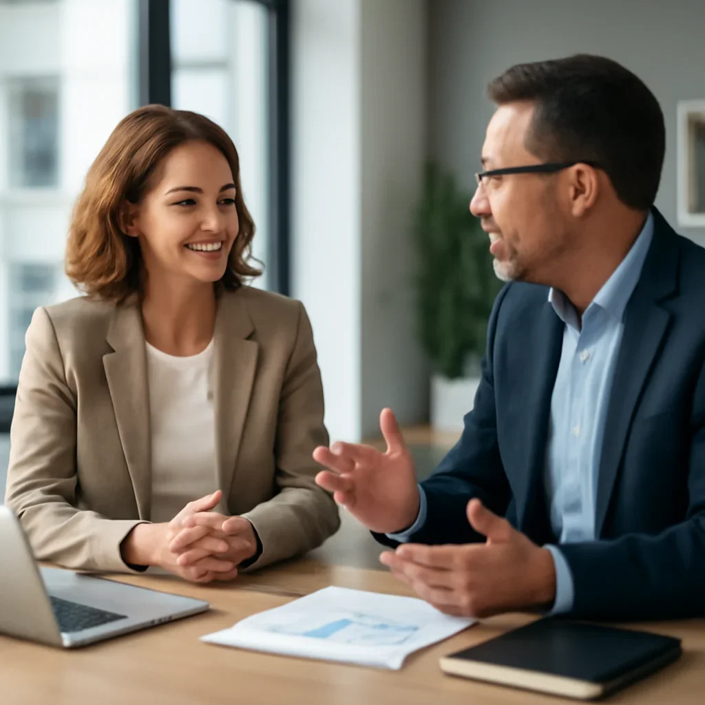 Business owner discussing Branding in Mississippi growth goals with a consultant