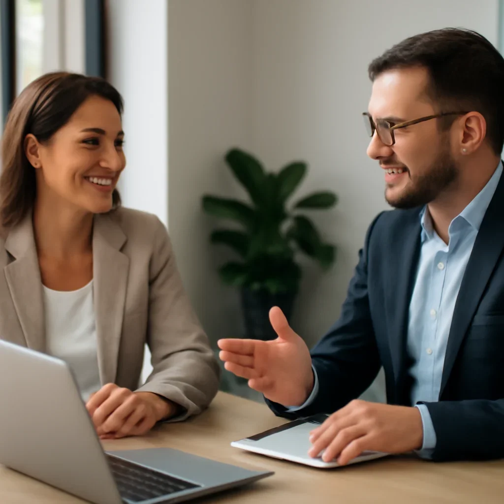 Business owner discussing Web Design in Missouri growth goals with a consultant