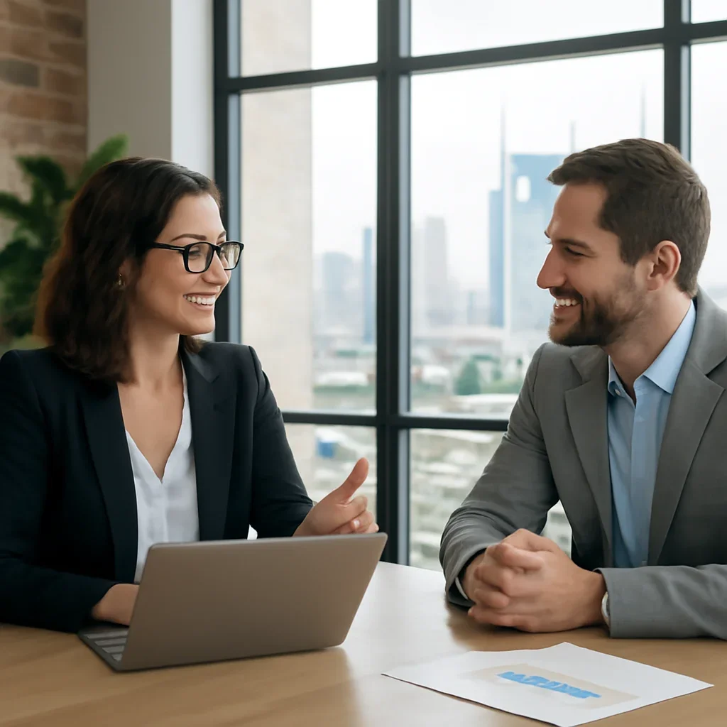 Business owner discussing SEO in Nashville, TN growth goals with a consultant
