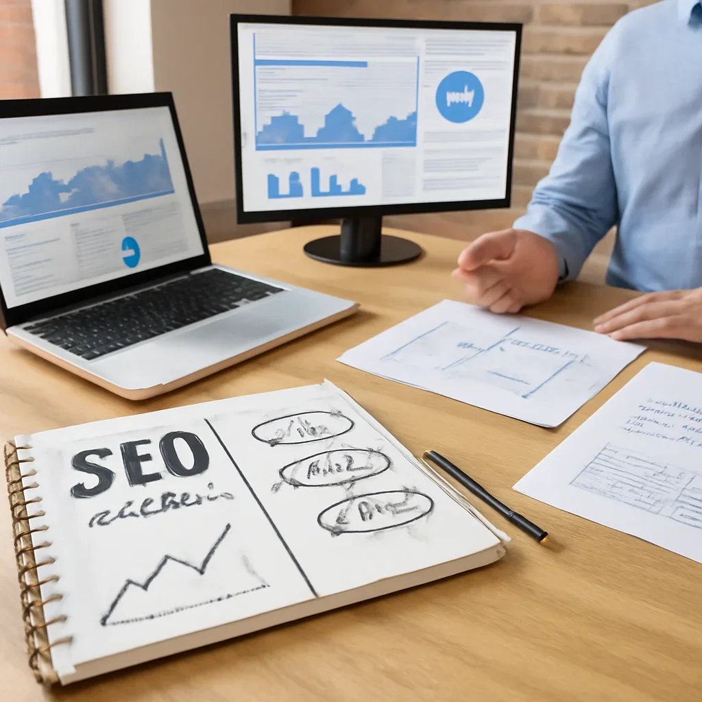 SEO in Nebraska planning materials and performance review workspace