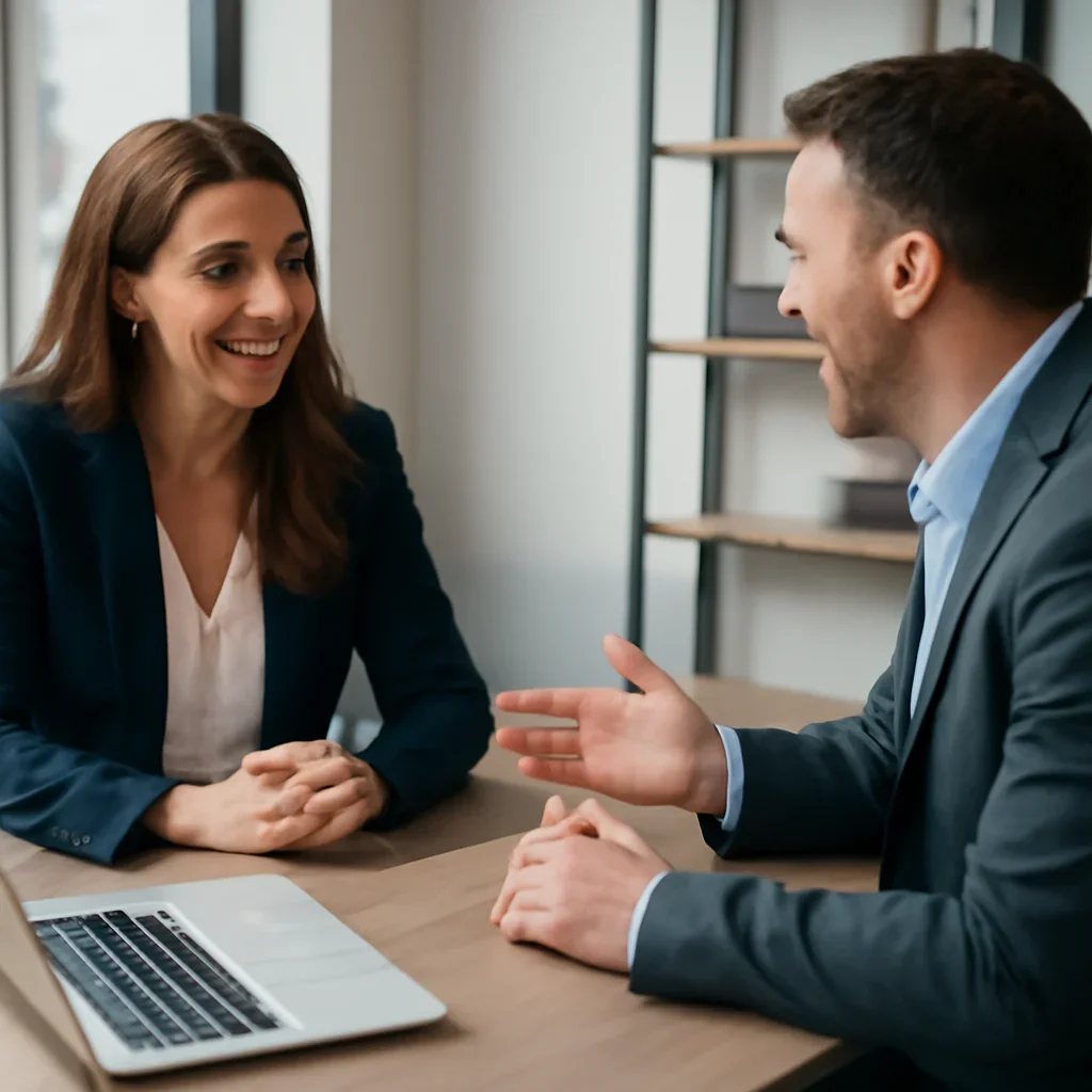 Business owner discussing Digital Marketing in Nevada growth goals with a consultant