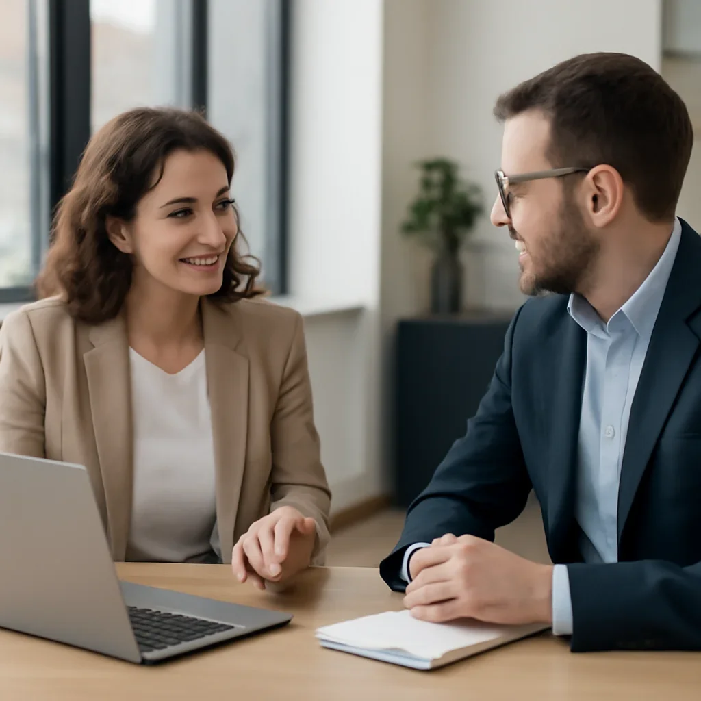 Business owner discussing SEO in New Jersey growth goals with a consultant