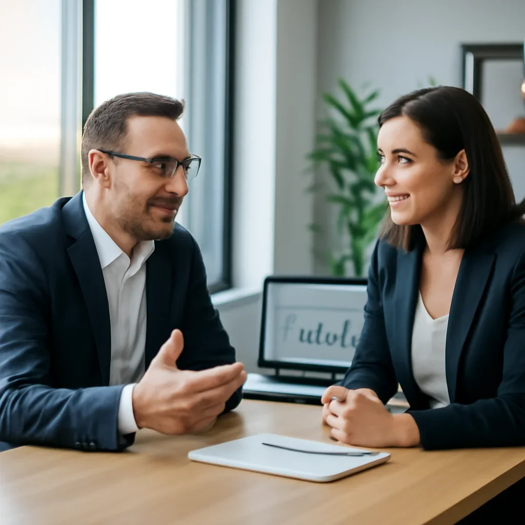 Business owner discussing Web Design in New Jersey growth goals with a consultant