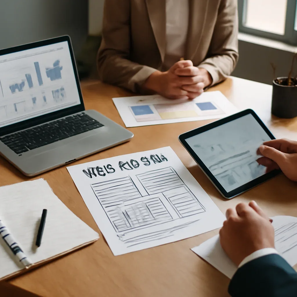 Web Design in New Jersey planning materials and performance review workspace