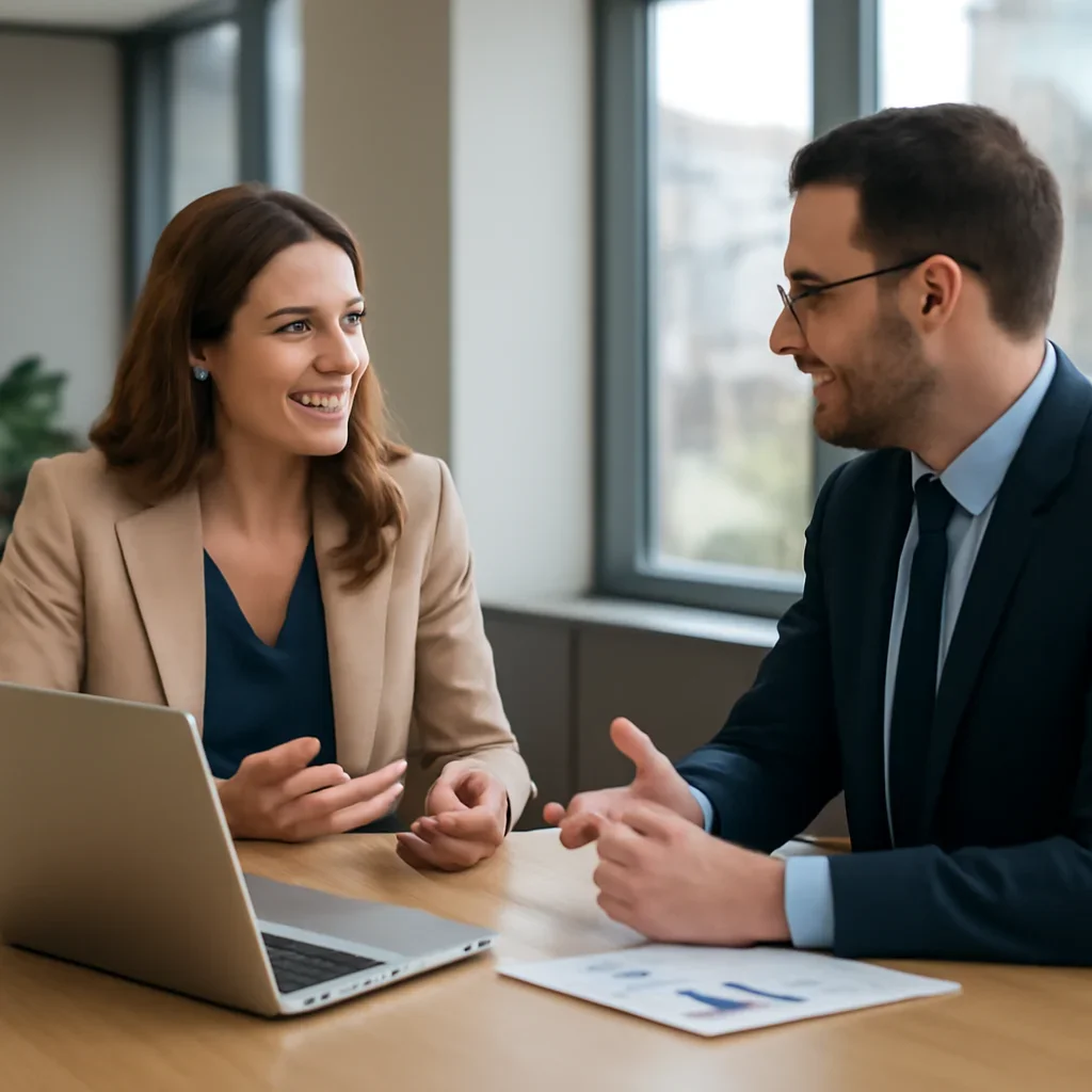 Business owner discussing Digital Marketing in New Mexico growth goals with a consultant