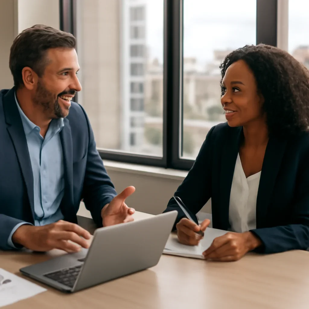 Business owner discussing Digital Marketing in New Orleans, LA growth goals with a consultant