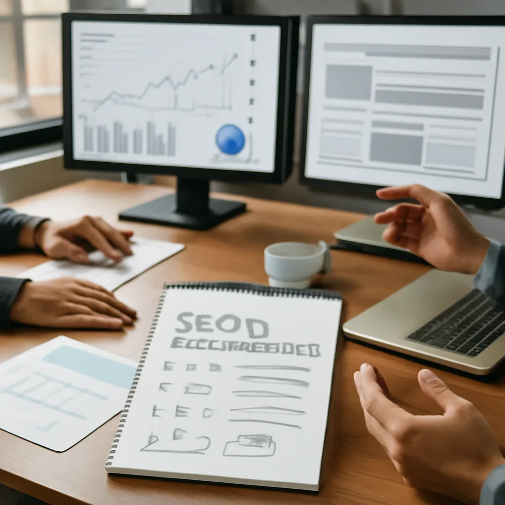 SEO in New Orleans, LA planning materials and performance review workspace