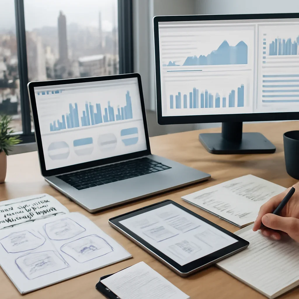 Digital Marketing in New York planning materials and performance review workspace