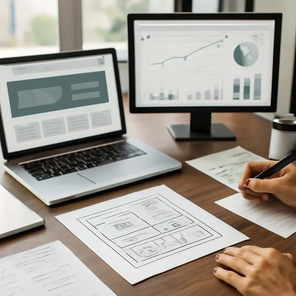 Web Design in North Dakota planning materials and performance review workspace