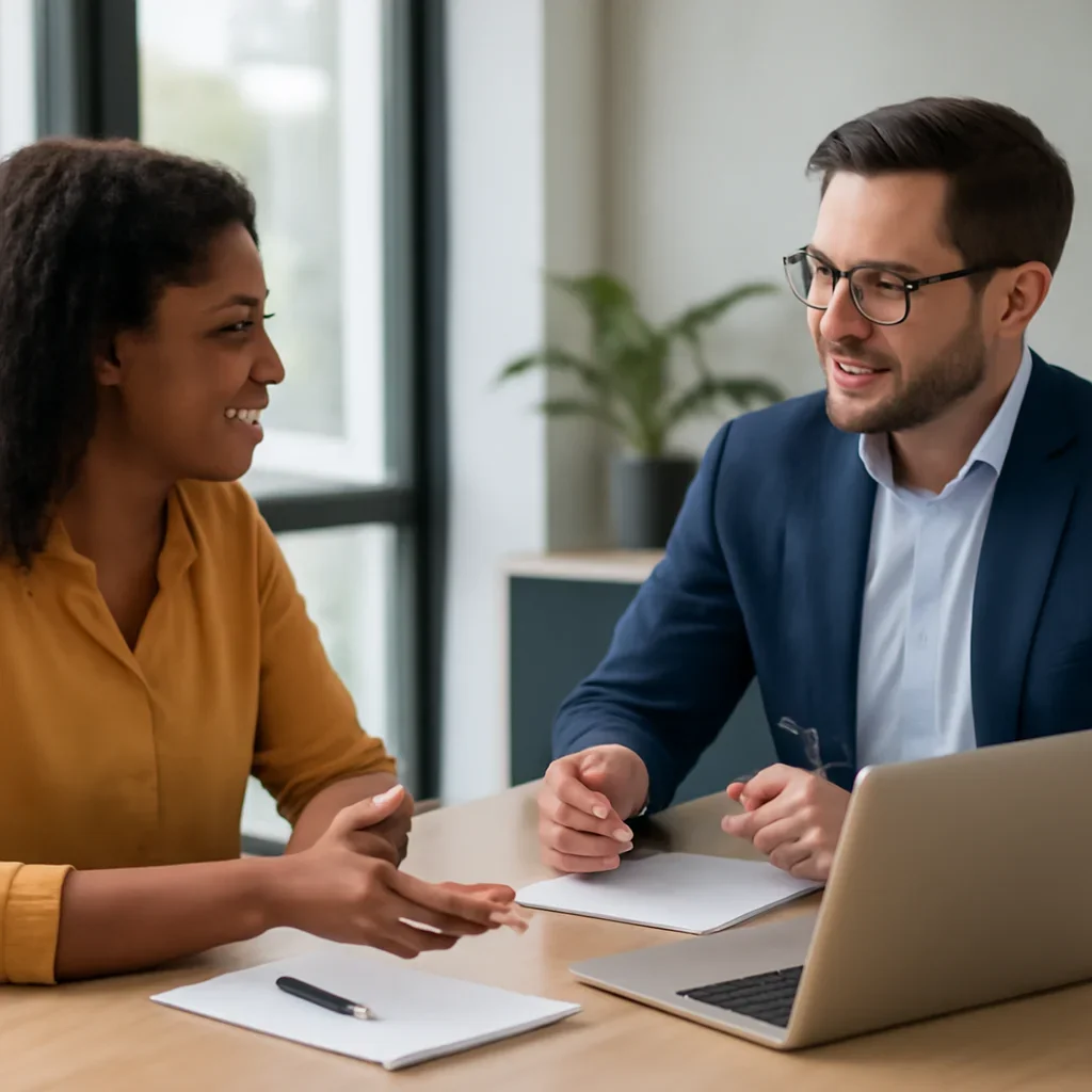 Business owner discussing Web Design in Oregon growth goals with a consultant