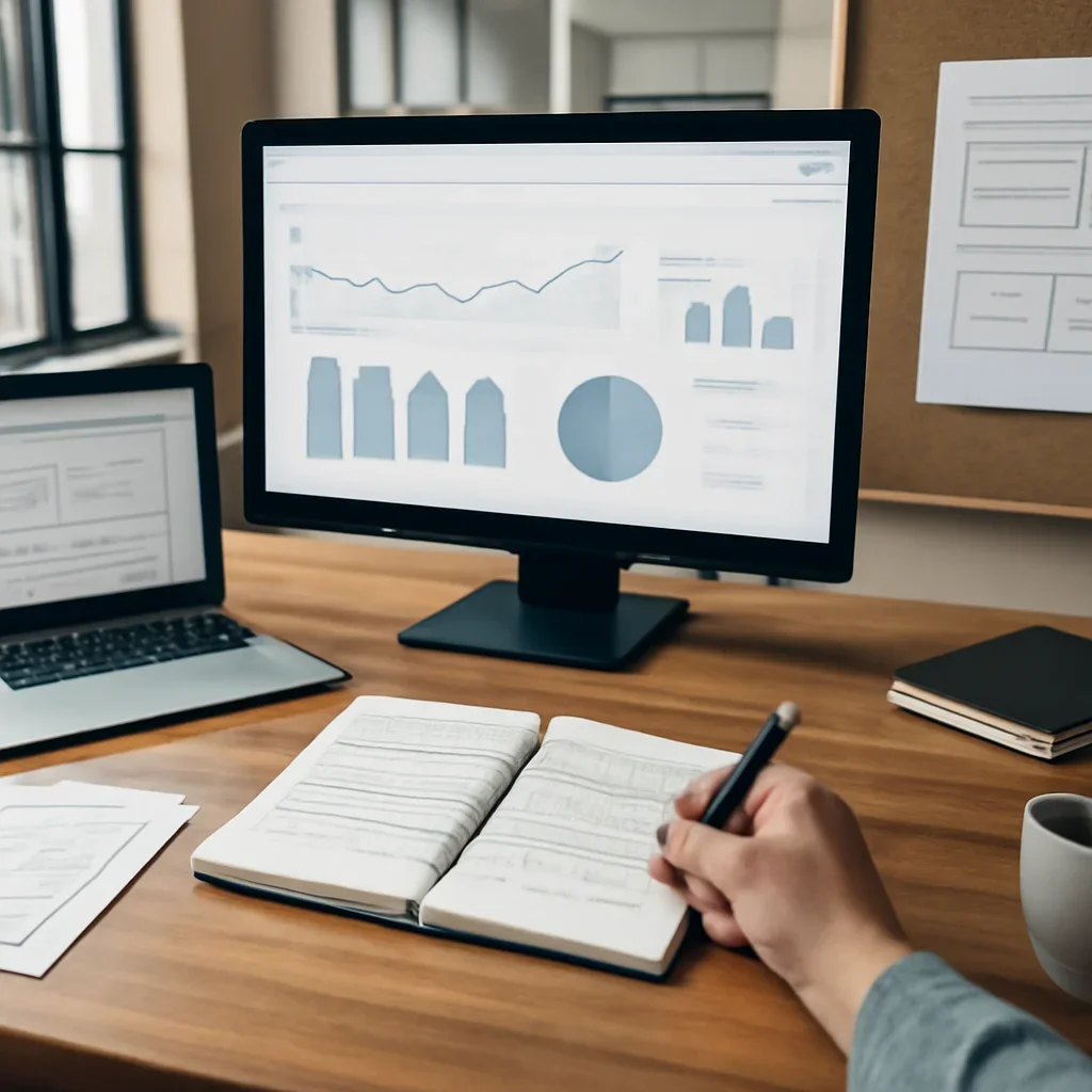 Web Design in Oregon planning materials and performance review workspace