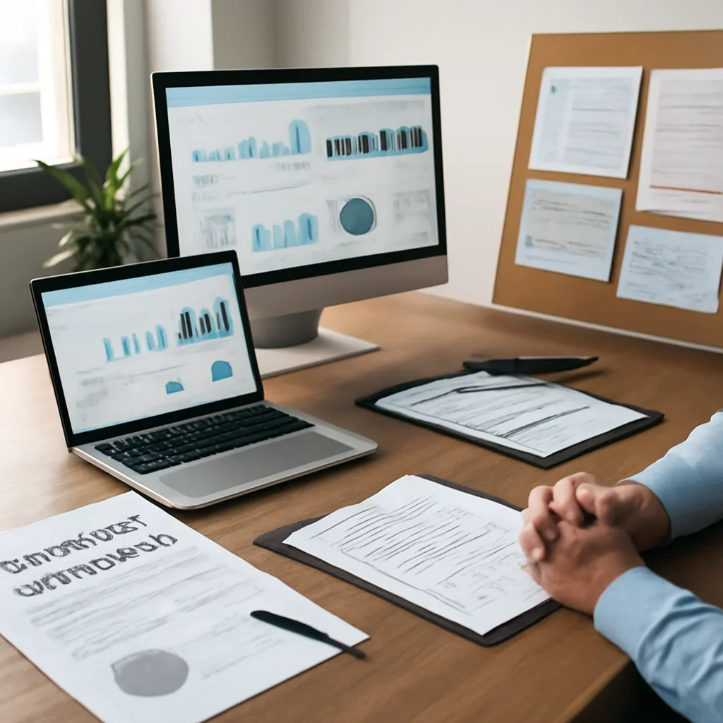 Branding in Orlando, FL planning materials and performance review workspace