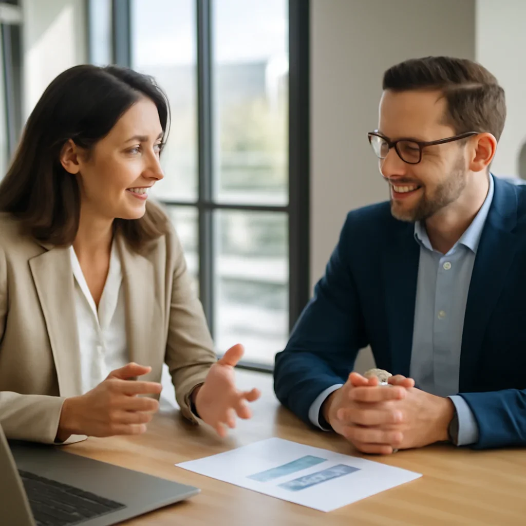 Business owner discussing SEO in Orlando, FL growth goals with a consultant