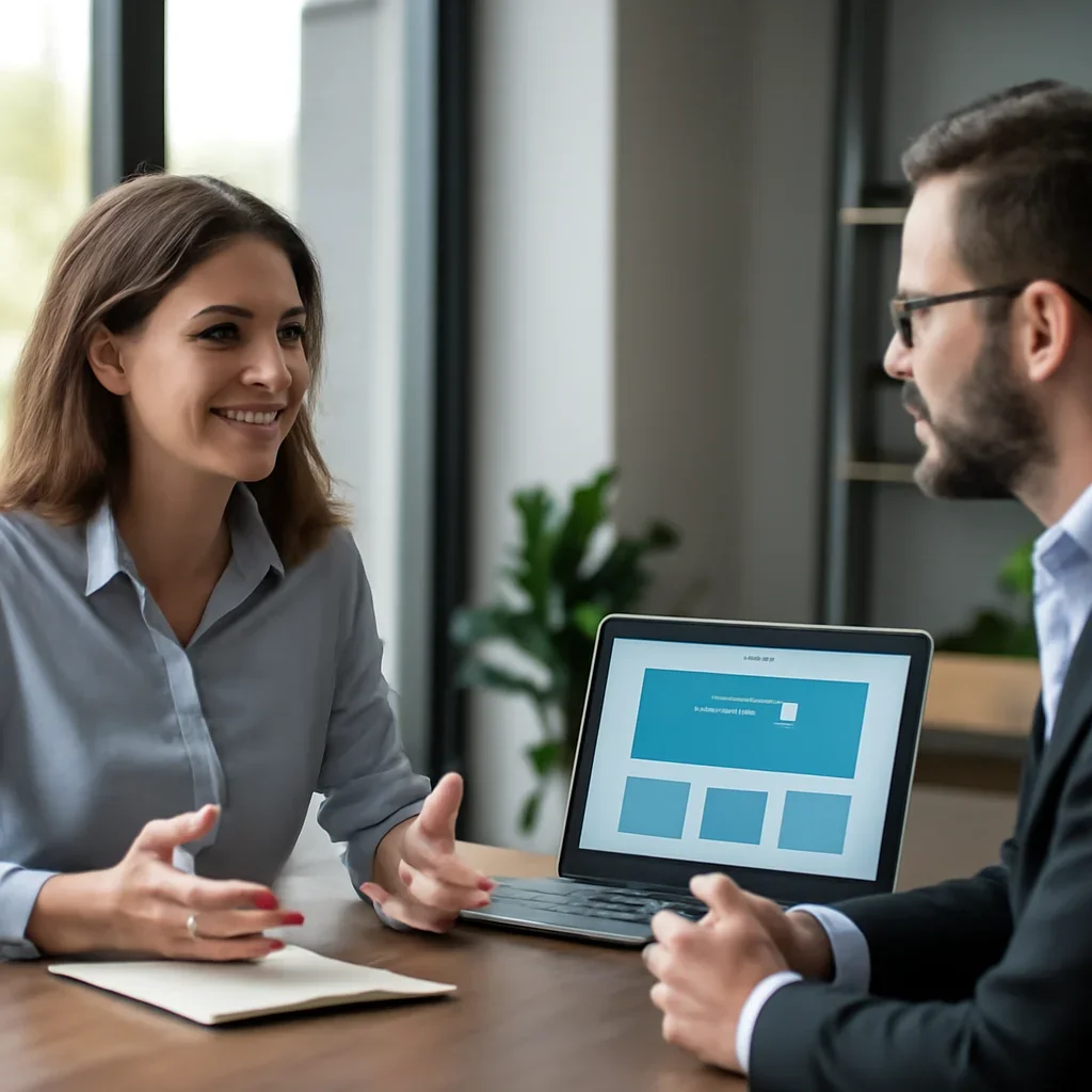 Business owner discussing Web Design in Orlando, FL growth goals with a consultant