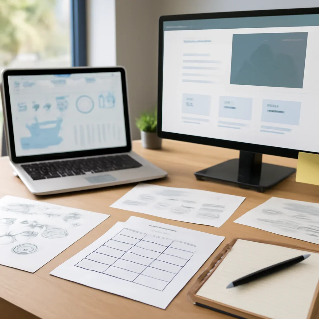 Web Design in Orlando, FL planning materials and performance review workspace
