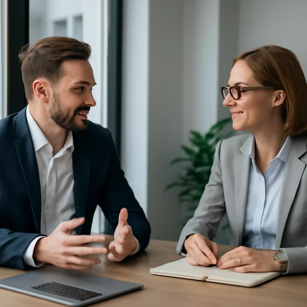 Business owner discussing SEO in Pennsylvania growth goals with a consultant