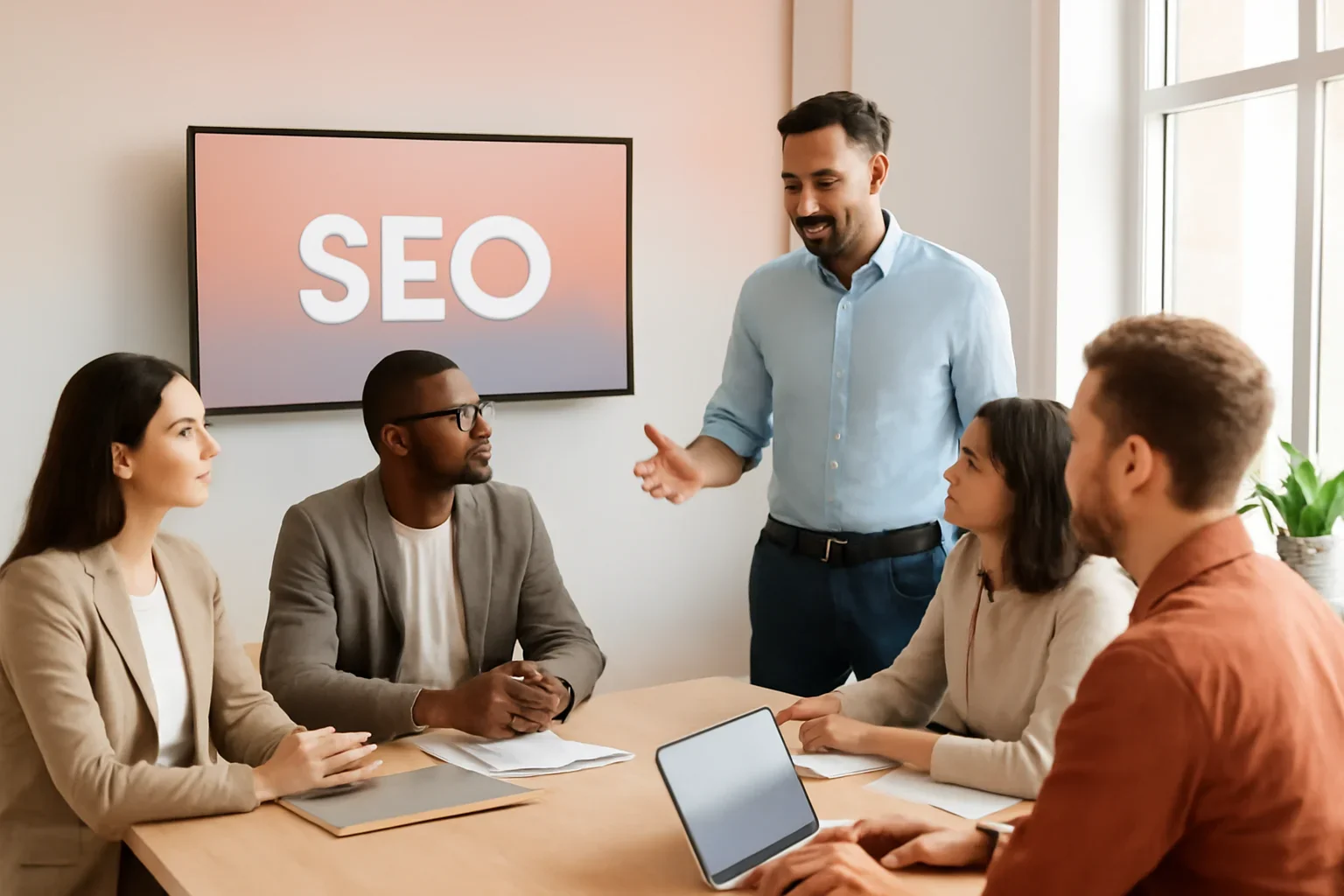 SEO in Pennsylvania strategy meeting with a modern digital marketing team