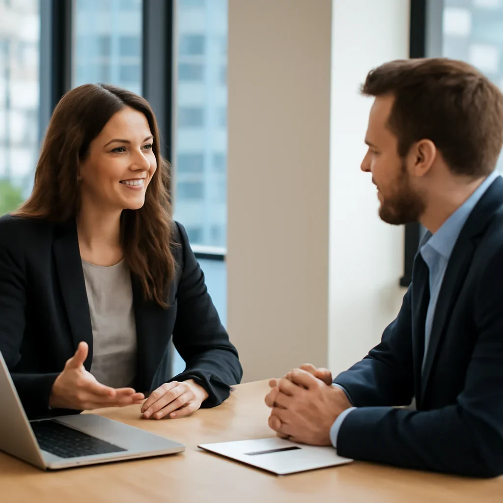 Business owner discussing Web Design in Philadelphia, PA growth goals with a consultant