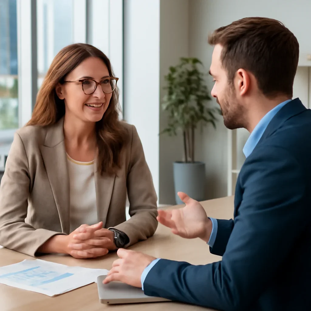 Business owner discussing Branding in Phoenix, AZ growth goals with a consultant
