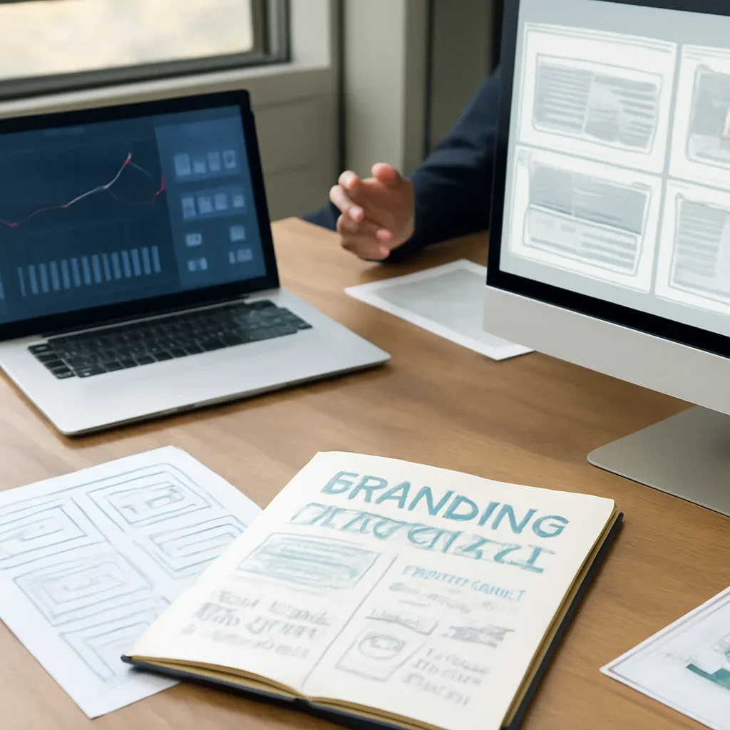 Branding in Phoenix, AZ planning materials and performance review workspace