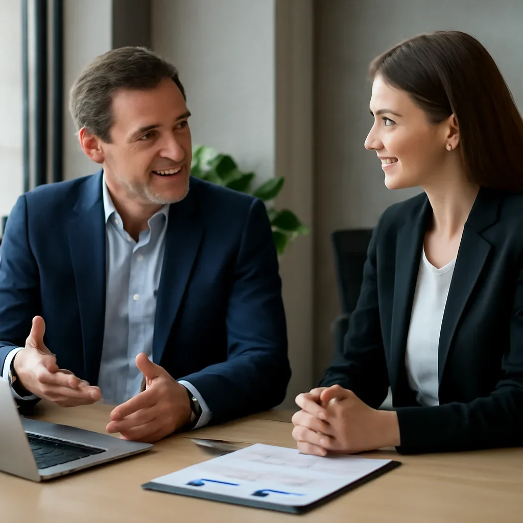 Business owner discussing Web Design in Pittsburgh, PA growth goals with a consultant