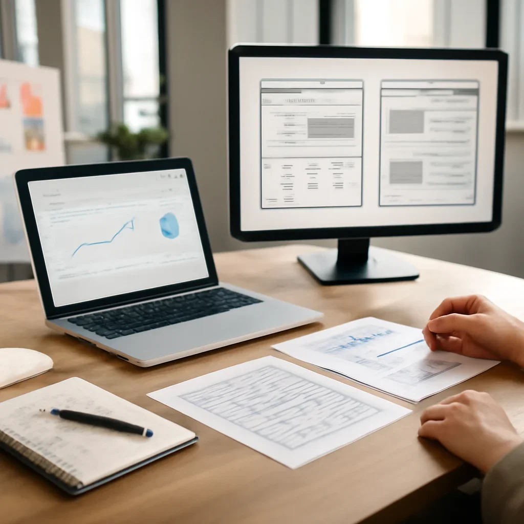 Web Design in Pittsburgh, PA planning materials and performance review workspace