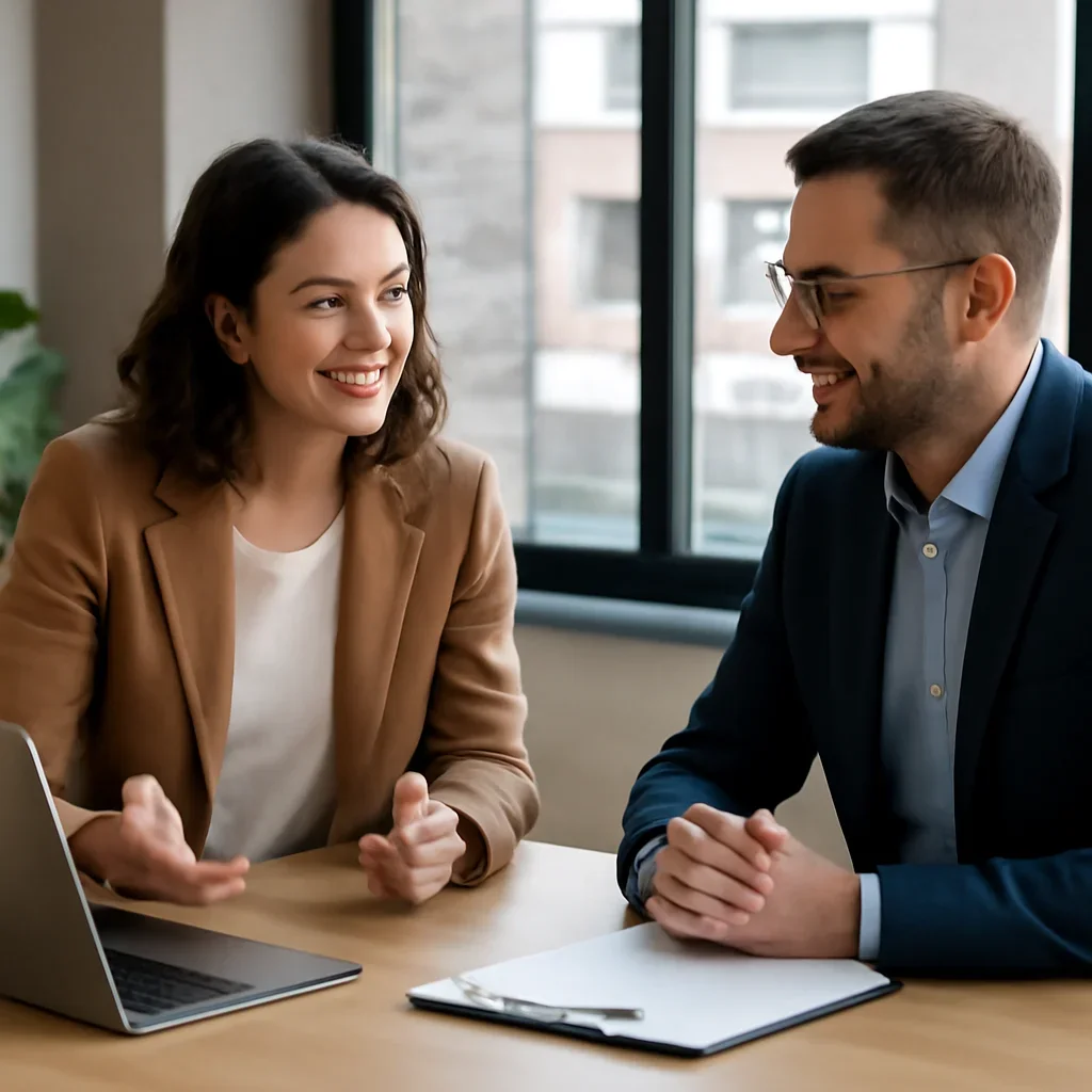 Business owner discussing Branding in Portland, OR growth goals with a consultant