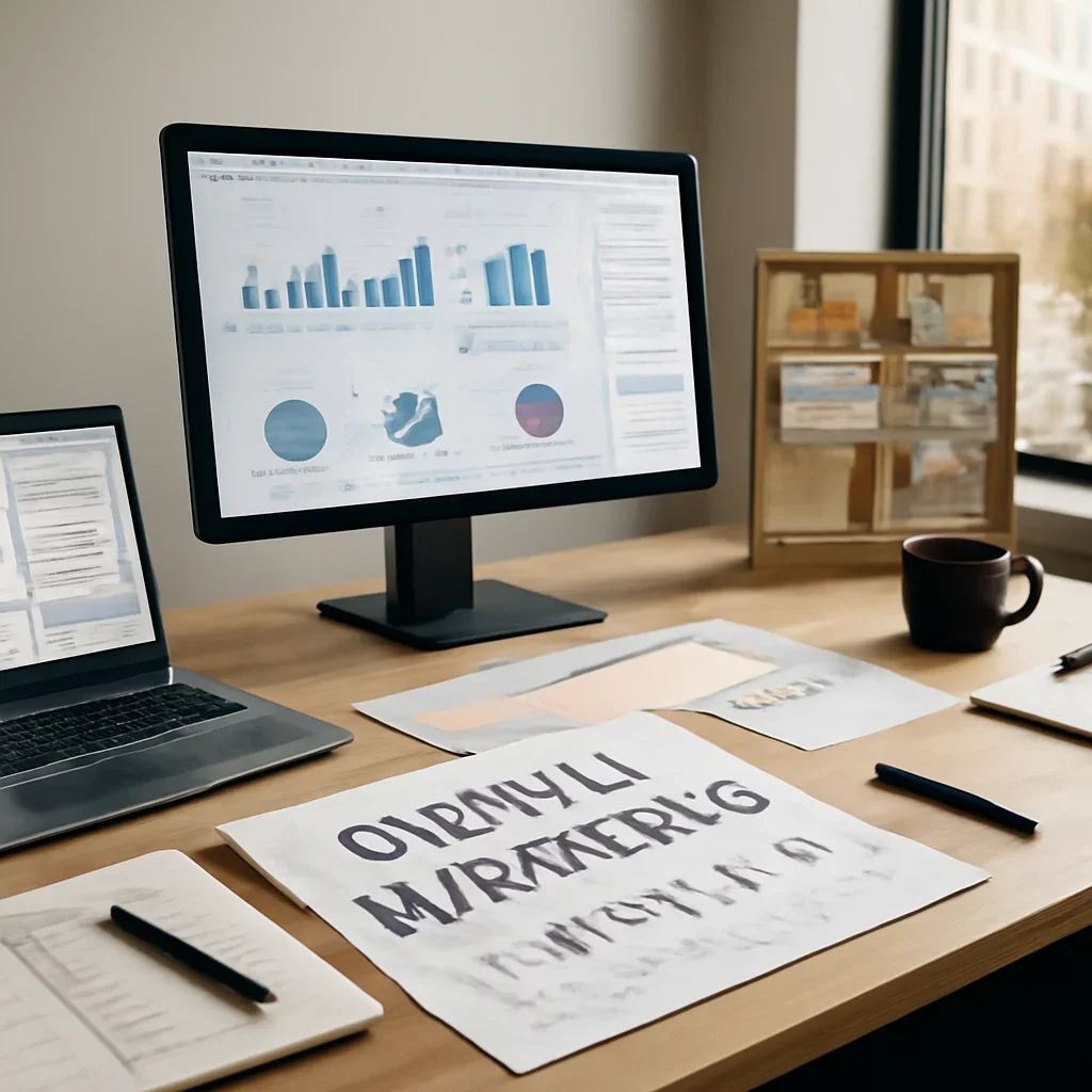 Digital Marketing in Portland, OR planning materials and performance review workspace