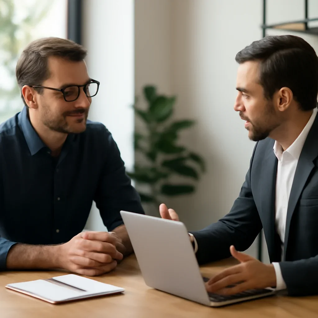Business owner discussing Web Design in Portland, OR growth goals with a consultant