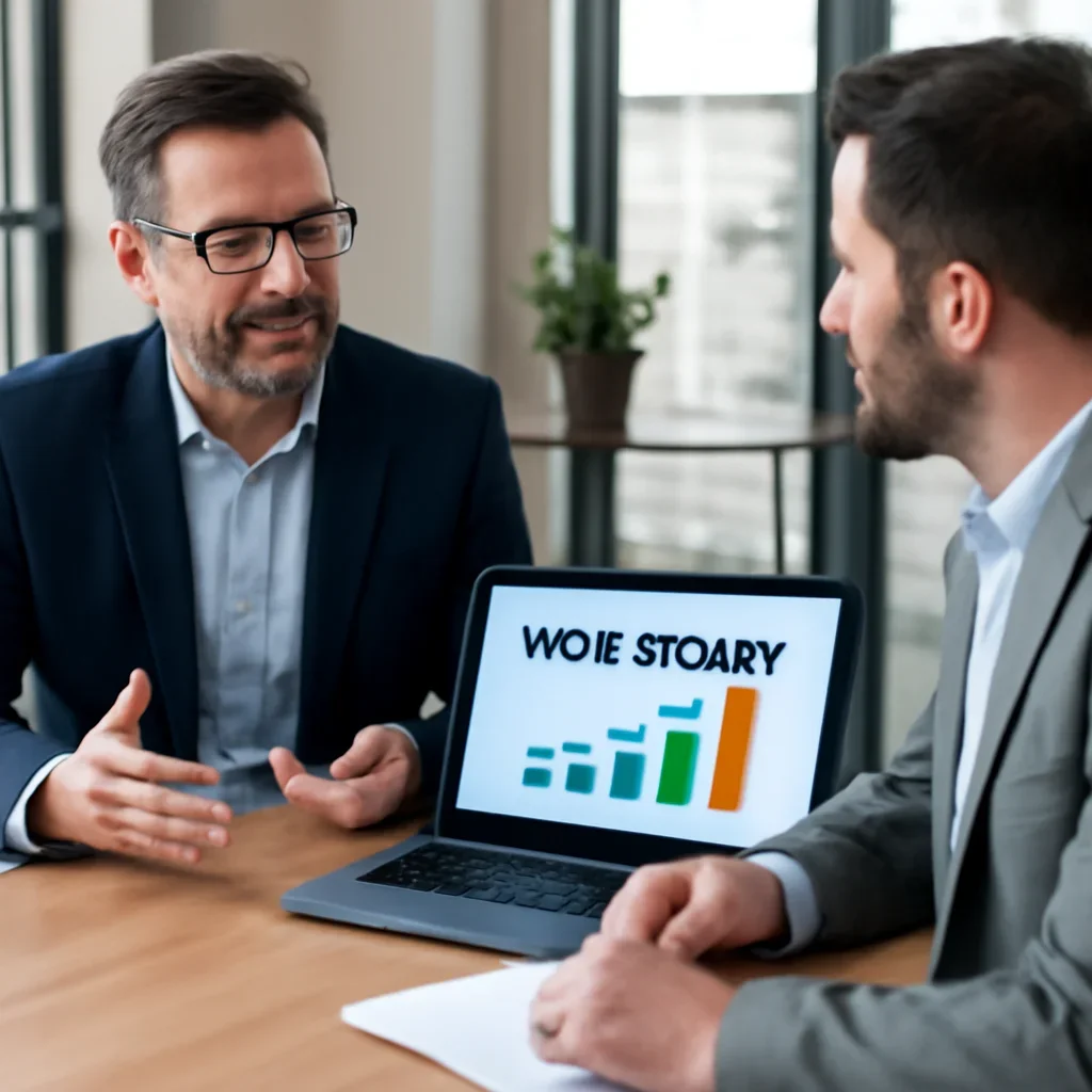 Business owner discussing Web Design in Raleigh, NC growth goals with a consultant