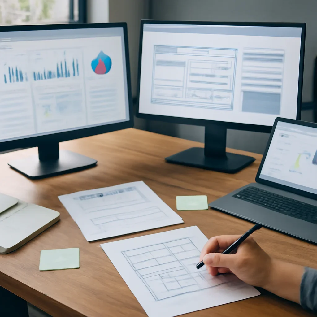 Web Design in Raleigh, NC planning materials and performance review workspace