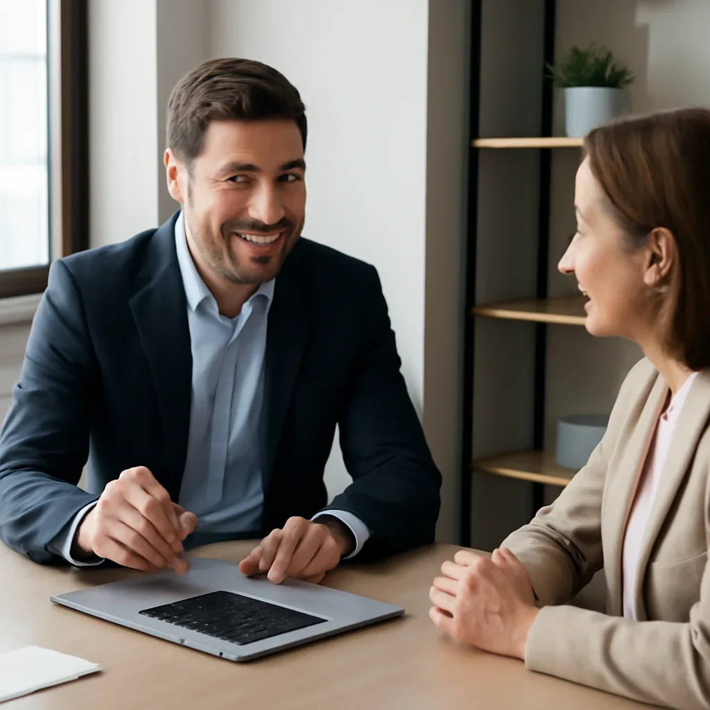 Business owner discussing Web Design in Rhode Island growth goals with a consultant