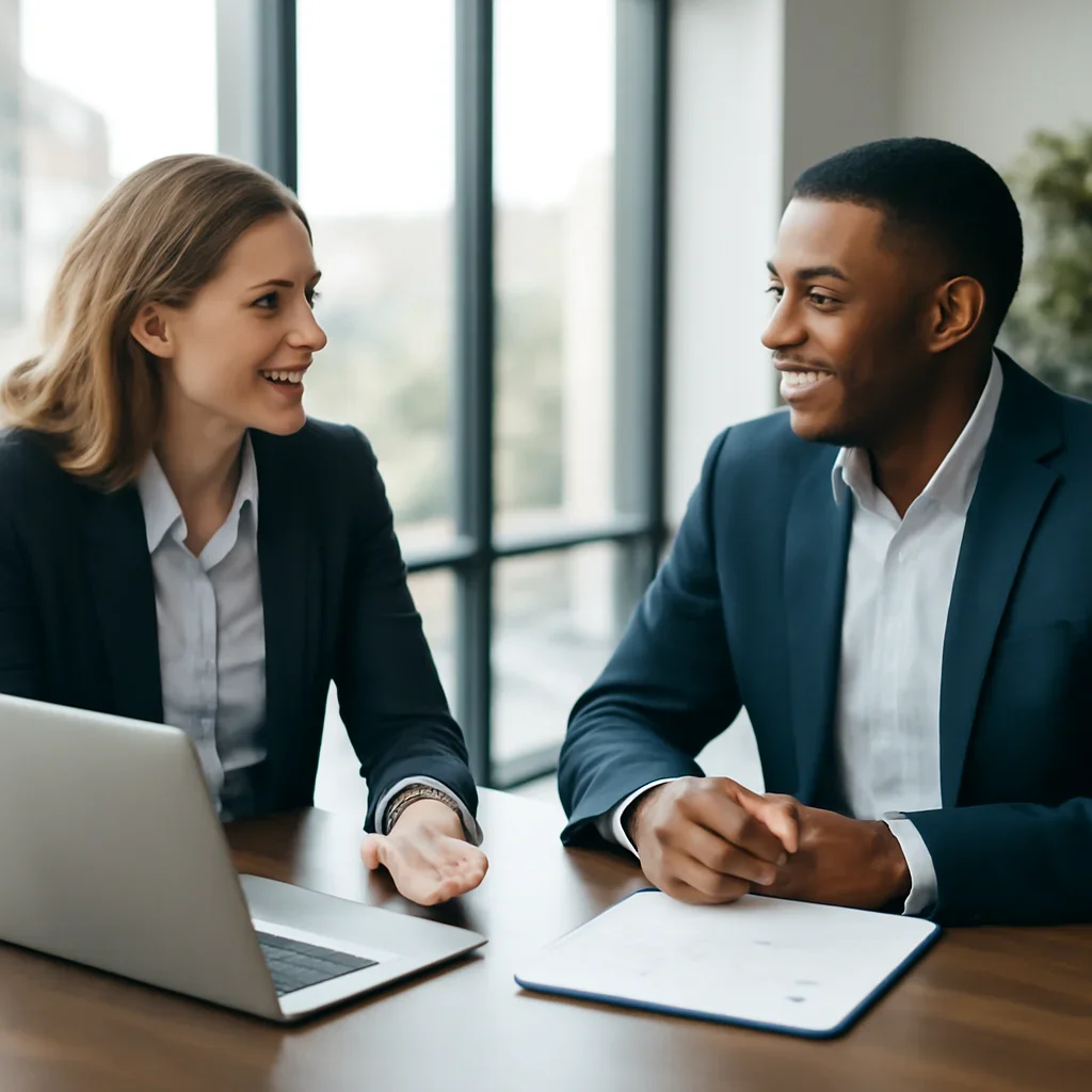 Business owner discussing Digital Marketing in Richmond, VA growth goals with a consultant