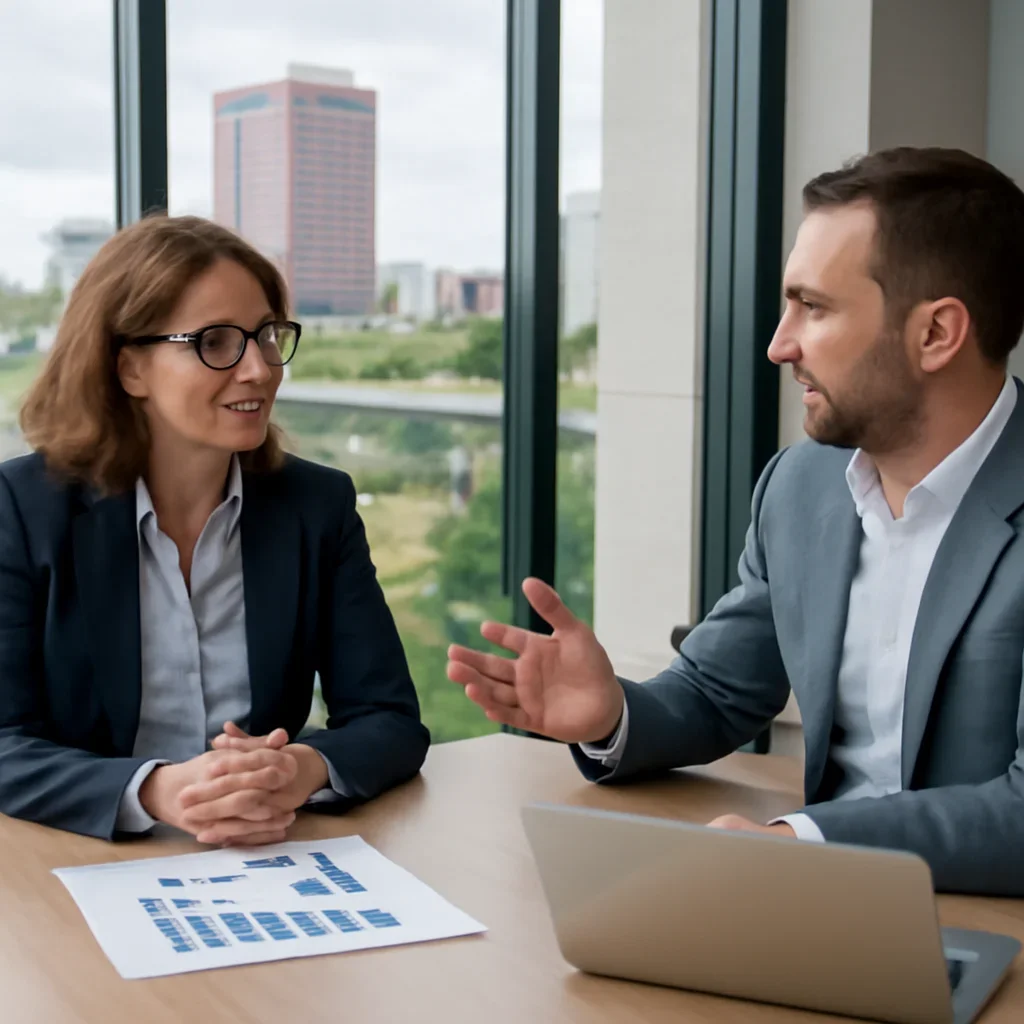 Business owner discussing SEO in Richmond, VA growth goals with a consultant