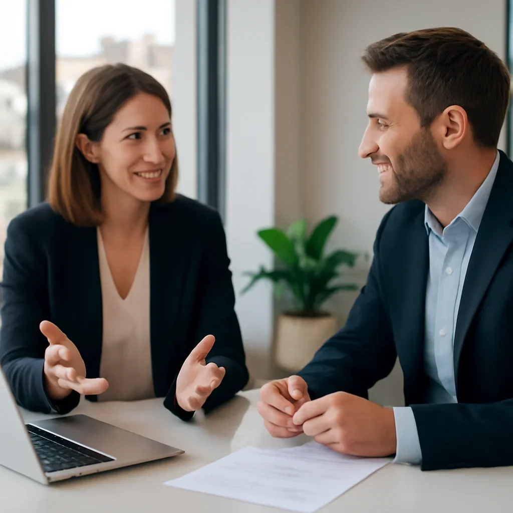 Business owner discussing Branding in Sacramento, CA growth goals with a consultant