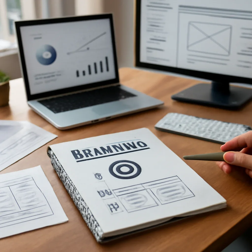 Branding in Sacramento, CA planning materials and performance review workspace